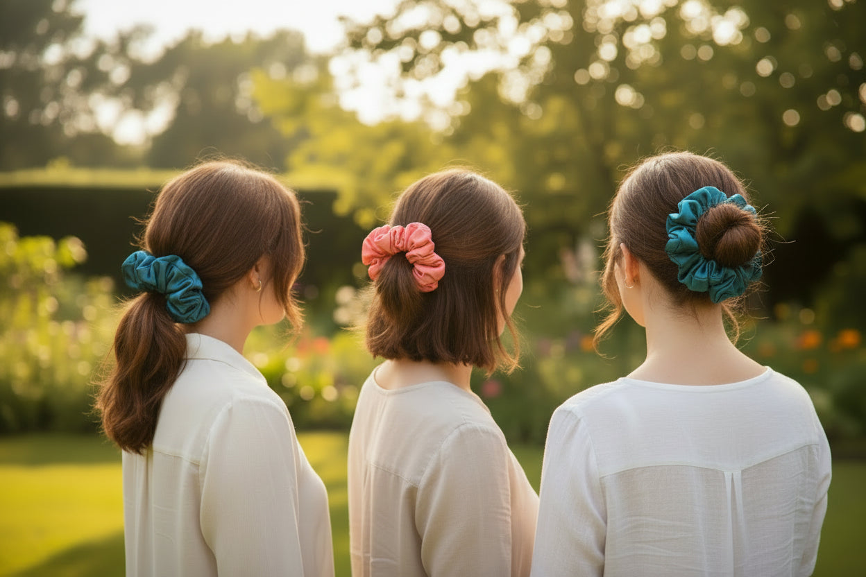 Scrunchies - Silk satin|Hair style|set of 10 - M (Set of 10)