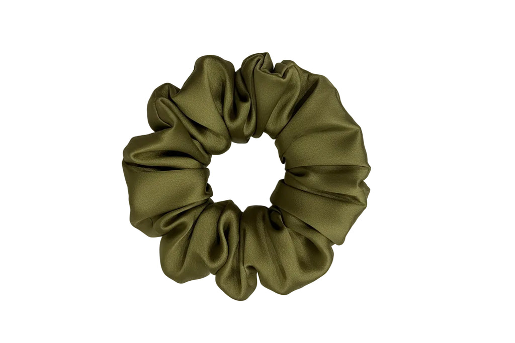 Scrunchie| Hair Tie | Premium Silk Satin | XXL(Dark Olive)