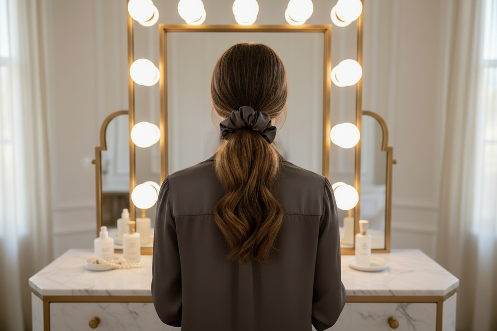 change scrunchie and shirt color #1e1d18